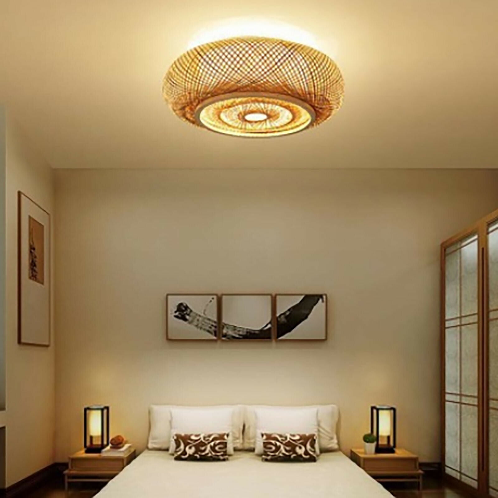 Bamboo Ceiling Light Rustic Bamboo 110V 19.68*6.29in Bamboo Ceiling Light for Both Lighting and Decoration