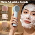 thumbnail image 3 of CSONGAZA Electric Silicone Facial Cleansing Brush, 3 Modes & 45°C Thermal Heating, IPX7 Waterproof, Rechargeable Face Scrubber for Deep Cleaning, Exfoliating & Massaging, for Women & Men (Blue), 3 of 8