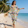 thumbnail image 5 of Xixirimido Cute Cartoon Cats Print Kaftan Dresses for Women Plus Size V-Neck Moo Moos Batwing Sleeve Caftan Beach Dress Bathing Suit Cover-Up Loungewear, 5 of 7