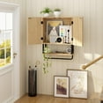 thumbnail image 3 of Fluted Bathroom Wall Cabinet with 2 Doors, 3-Tier Modern Farmhouse Medicine Cabinet, Over The Toilet Storage Cabinet with Adjustable Shelf and Towel Bar (Natural, Medium), 3 of 9