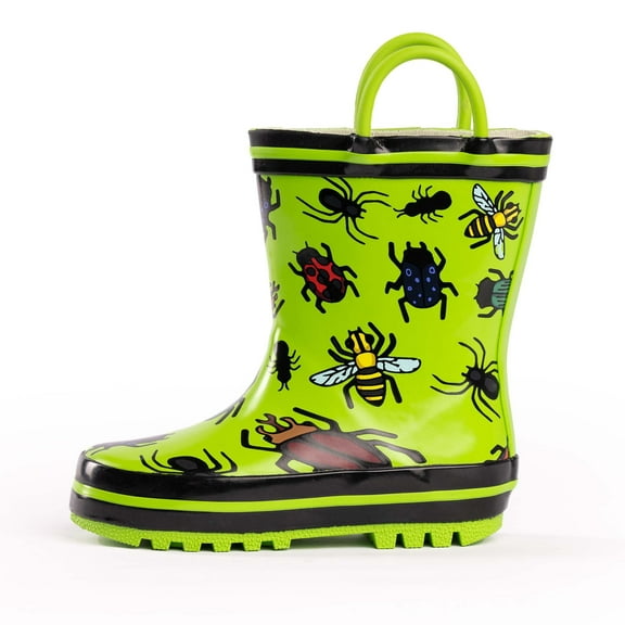NORTY Boys Girls Toddler Little Big Kids Lug Sole Mid-Calf Waterproof Rubber Rain Boot