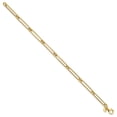 thumbnail image 3 of Auriga 14k Yellow Gold Polished Hollow Paperclip Link Bracelet 7.5inch for Women, 3 of 6