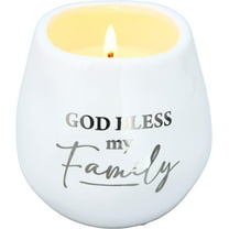 Pavilion Gift Company Family-8 oz-100% Soy Wax Scent: Fresh Linen-with Silver Detail Accents. Candles, 8 oz, White