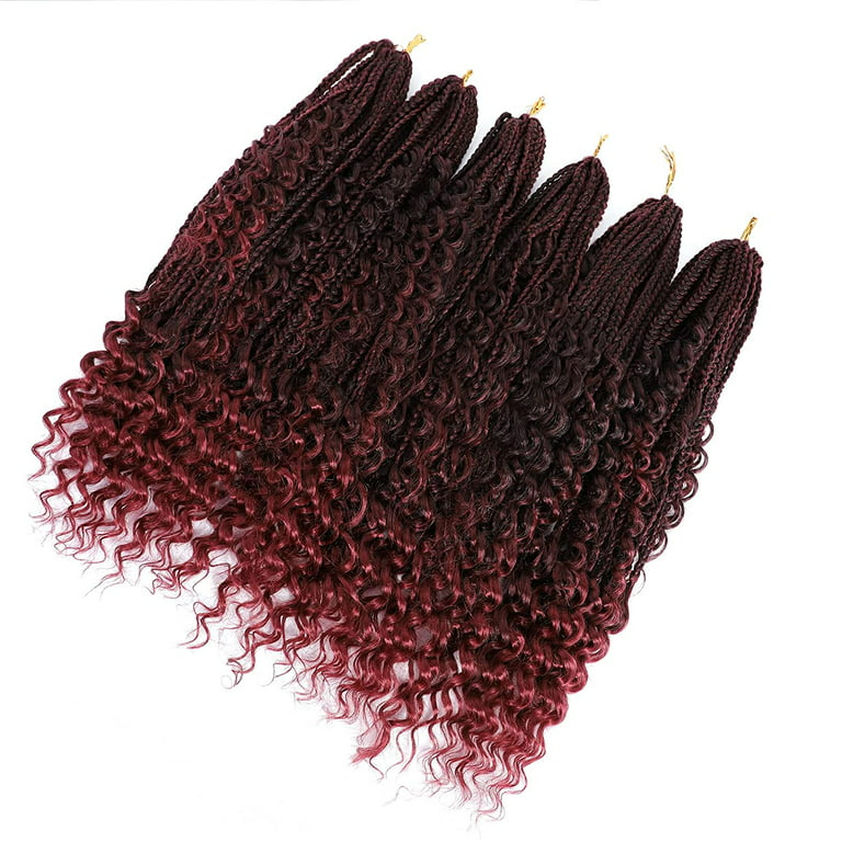 6 Packs 18inch Goddess Box Braids Crochet Hair 96 Strands Boho Box Braids  Crochet Hair Curly Ends pre looped Braids Synthetic Braiding Hair (18 Inch  (Pack of 6), T27) 