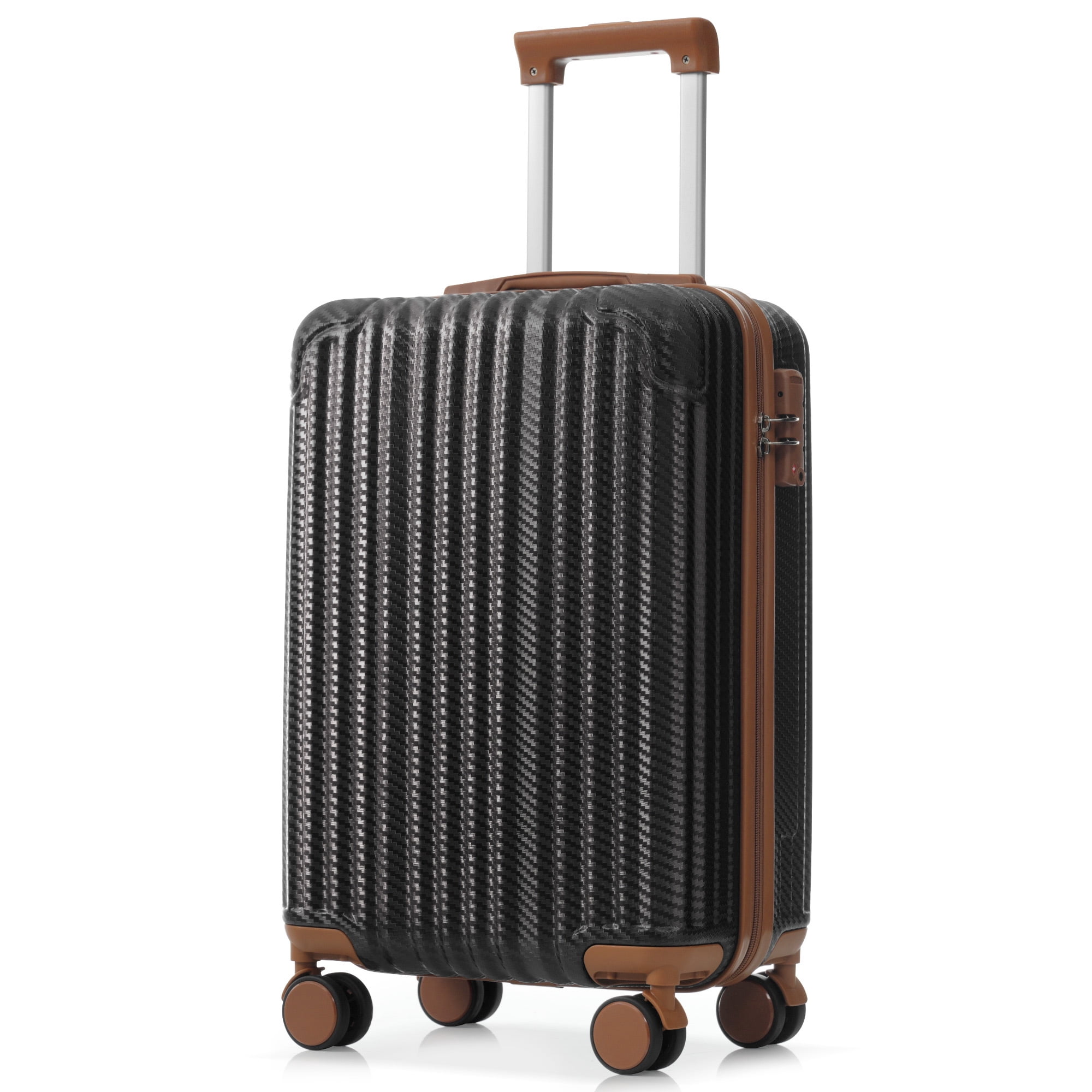 Euroco 2 Piece Luggage Sets, 20" Carry-On Luggage Set with TSA Lock & 360° Spinner Wheels,Lightweight Durable Travel Suitcase for Men Women,Black Brown