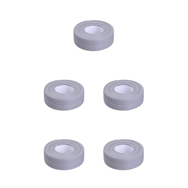 bedienty Sealing Strips Waterproof PVC Mildew-Proof Wall Sticker Strong Smooth Self Adhesive Tape Shower Countertop Restaurant 3.2m*2.2cm Gray 5Set