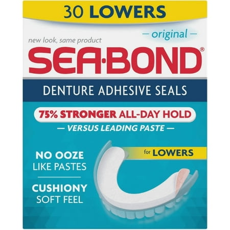SEA-BOND Denture Adhesive Seals Lowers Original, 30 (Best Lower Denture Adhesive)