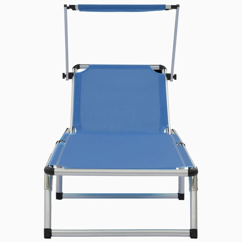 Veryke Outdoor Folding Beach Chaise Lounge Chair with Canopy, Blue - image 4 of 10
