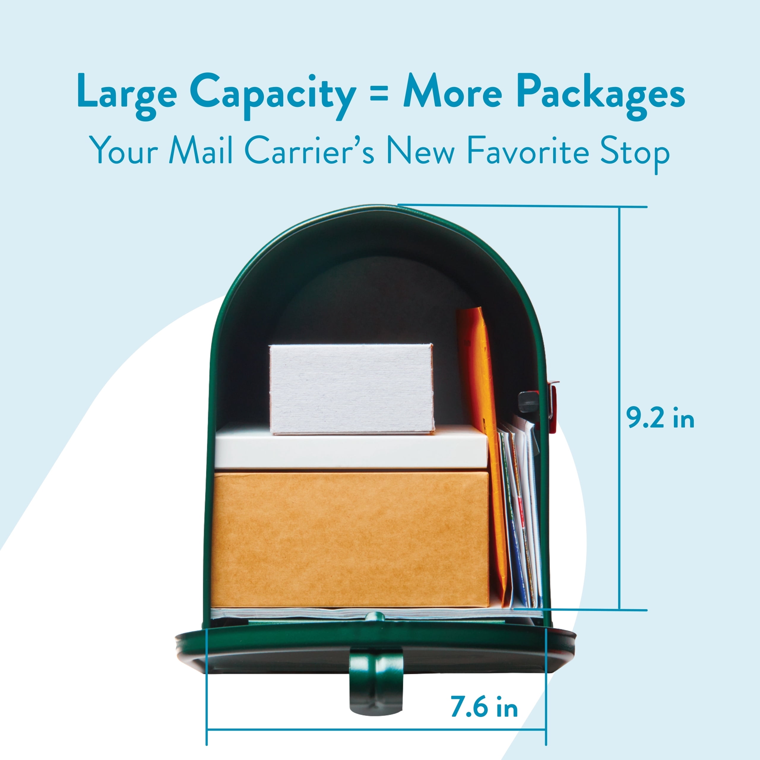 Architectural Mailboxes Elite Galvanized Steel, Large, Post-Mount Mailbox in Green