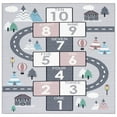 thumbnail image 3 of SAFAVIEH Kids Playhouse City Hopscotch Machine Washable Area Rug, Grey/Pink, 3'3" x 3'3" Round, 3 of 4