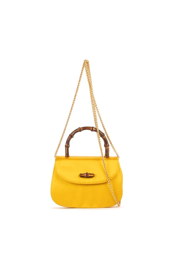 Pre-Owned Gucci Yellow Night Evening Shoulder Bag Satin