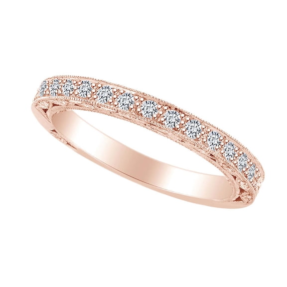 AFFY 0.33 Carat Round Shape White Natural Diamond Vintage Style Engagement Ring 18k Solid Rose Gold Ring Size-5