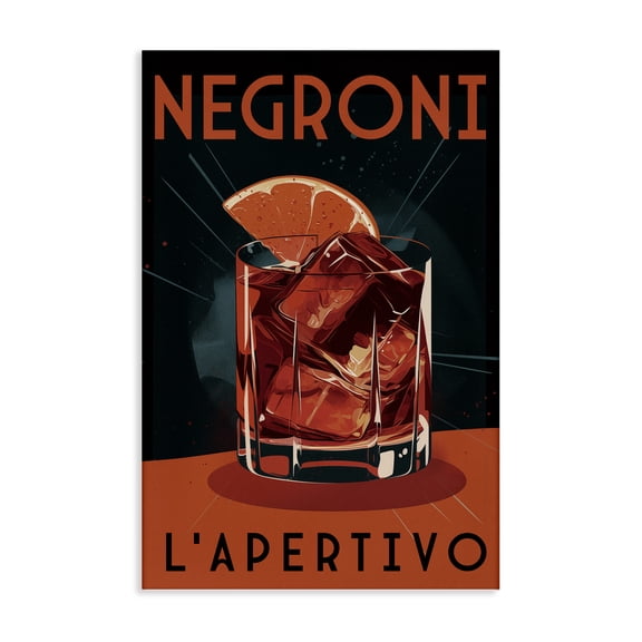 Stupell Industries Vintage Midcentury Negroni Drink Quotes and Sayings Painting Wrapped Canvas Canvas Art Print Wall Art, 16 x 24