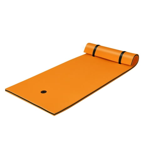 Gymax 87'' x 36'' 3-layer Floating Pad Mat Water Sports Recreation Relaxing Orange