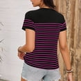 thumbnail image 5 of Vmvidoty Women's Summer Tops Dressy Casual Short Crew Neck Striped Shirts Hot Pink L, 5 of 6