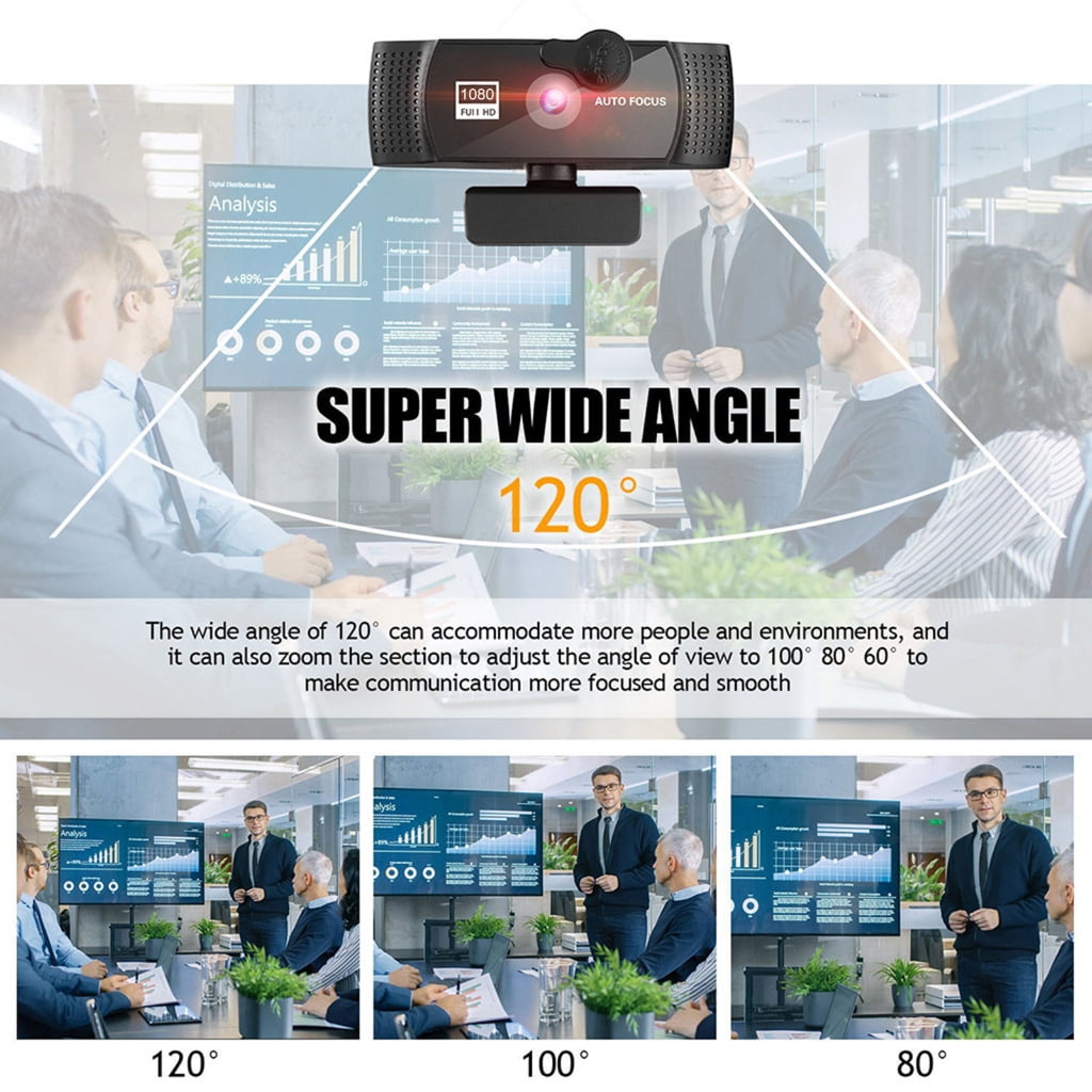 1K/2K/4K/8K Computer Webcam Widescreen Video Calling and Recording for W/ Mic＆ C