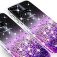 thumbnail image 4 of For Samsung Galaxy A11 Case Liquid Glitter Quicksand Phone Case Cover w/ Tempered Glass Screen Protector for Girls Women - Clear/Purple, 4 of 5