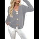 thumbnail image 3 of Suéteres Tipo Cárdigan para Mujer, de Moda, de Otoño, de Larga, Cuello en V, Abotonados, de Gran Tamaño, de Punto Grueso, Prendas de Abrigo. Gris M, 3 of 8