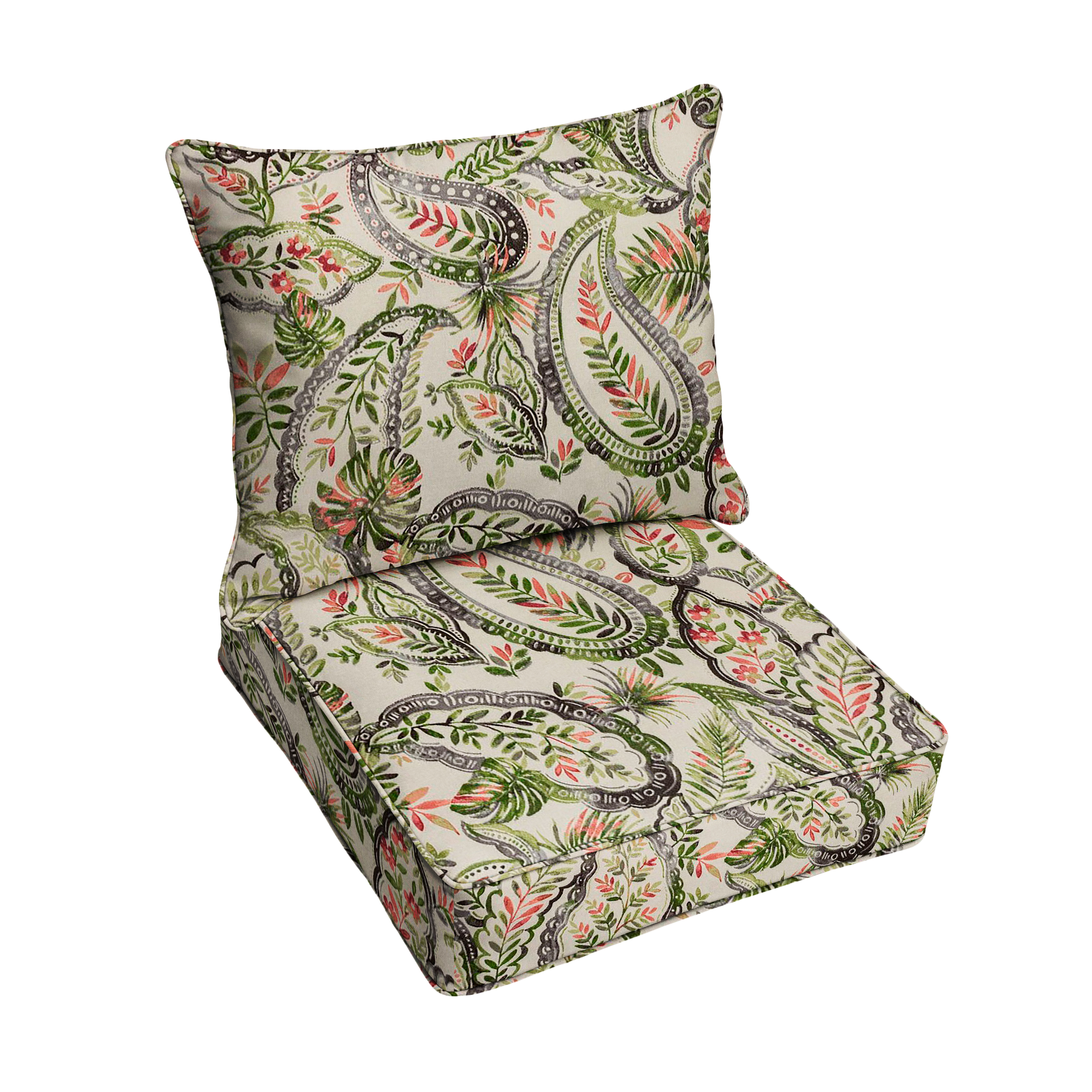 Paisley Indoor/Outdoor Deep Seating Pillow and Cushion Set, Corded