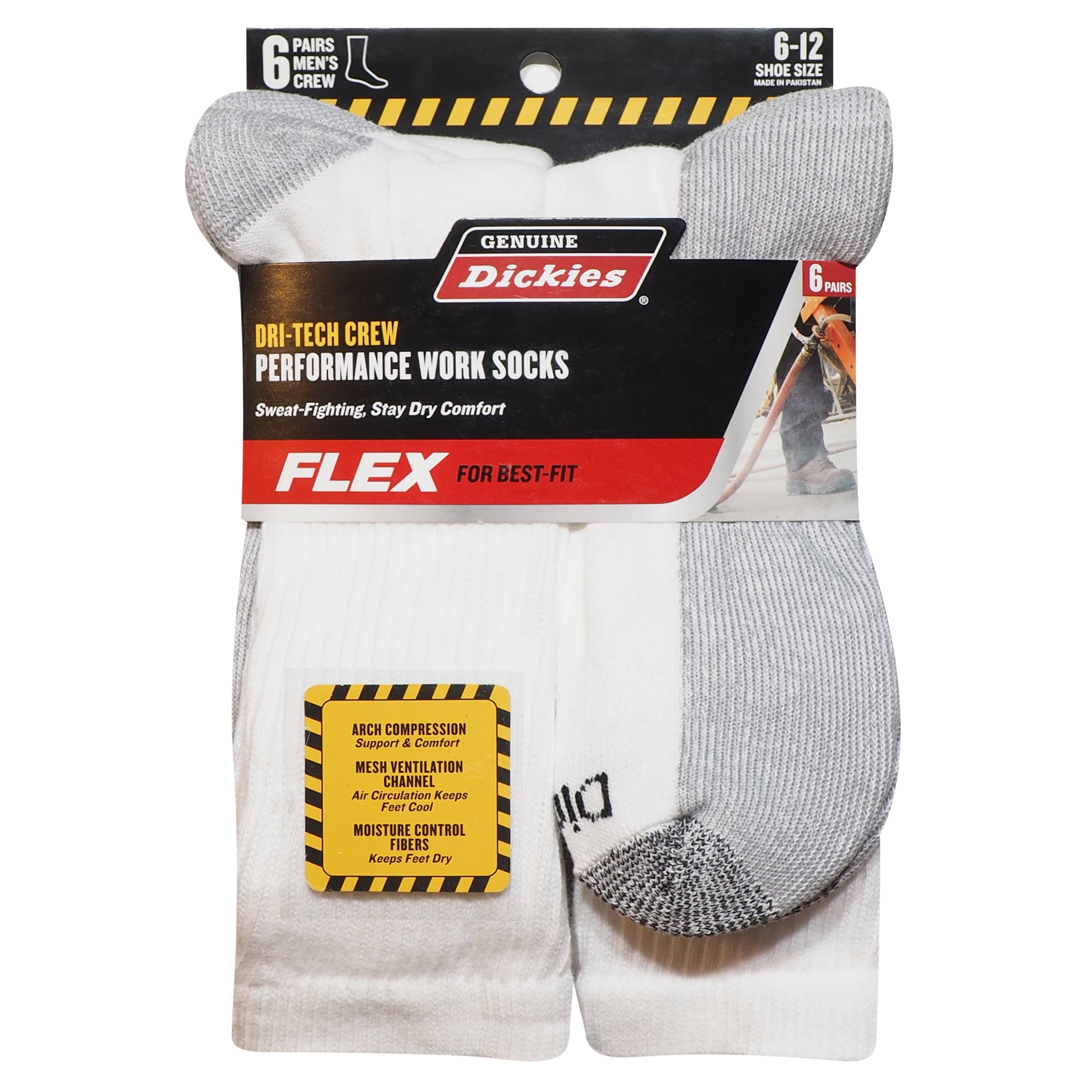 Size 6-12 Dickies 5 Pairs of White Strong Work Socks 