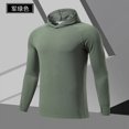 thumbnail image 1 of Camisetas deportivas largas con capucha para hombre, ropa deportiva con agujero para el pulgar, color negro y gris, para gimnasio, correr, jerséis informales, novedad de 2024, 1 of 5