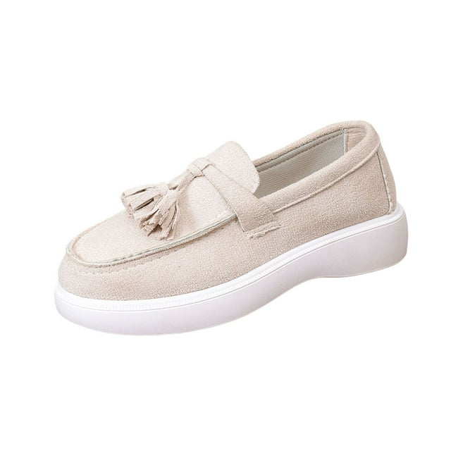 Xfvqtps Mocassins à Pampilles pour Femmes Chaussures Plates Confortables Semelle Intérieure Coussinée Semelle Légère Décontractées à Enfiler Polyvalentes pour Tous les Jours Beige