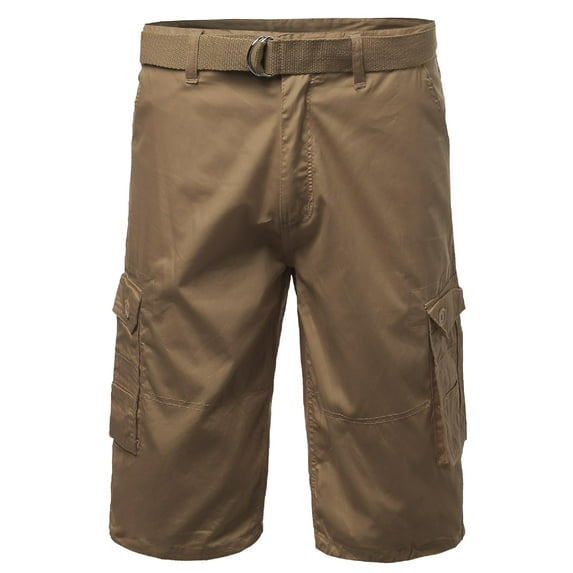 FashionOutfit Men's Basic Solid Detachable Dring Belted Cargo Shorts