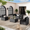 thumbnail image 4 of POTEBAN 5 Pieces Patio Conversation Set, Outdoor Black PE Wicker Sectional Sofa for Backyard Garden, Black, 4 of 9
