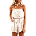 thumbnail image 3 of jiaxiM Jumpsuits for Women Bandeau Rompers Casual Strapless Floral Printed Romper off the Shoulder Summer Overalls Sleeveless One Piece Outfits with Pockets, 3 of 5