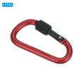 thumbnail image 3 of Uxcell 4 Pack Locking Hook 3" Aluminum D Ring Shape Clip Screw Gate Lock Quick Link for Keychain Outdoor Camping Hiking Red, 3 of 7