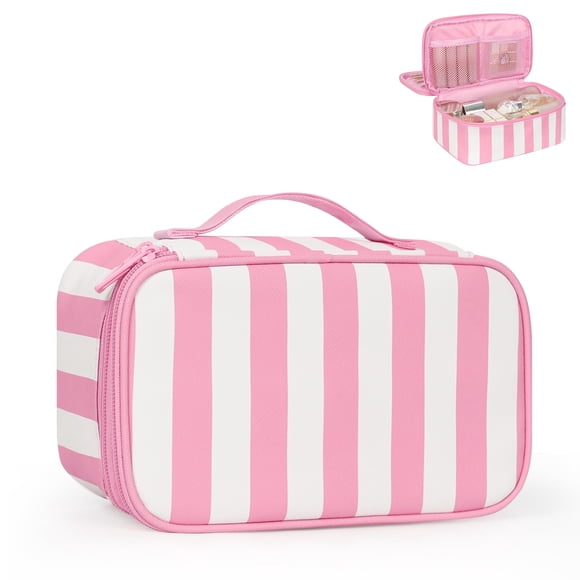 Bolsa de Maquillaje de Viaje Pequeña Floral con Compartimento para Brochas