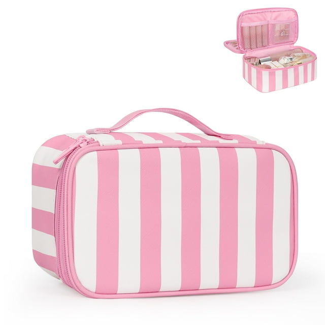 Bolsa de Maquillaje de Viaje Pequeña Floral con Compartimento para Brochas