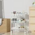 thumbnail image 6 of 3 Tier Rolling Kitchen Storage Utility Cart on Wheels Multifunction Basket Stand Shelf for Bathroom Office, Full Metal Storage Art Trolley Craft Carts White, 6 of 8