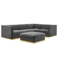 thumbnail image 4 of Modway Sanguine 5-Piece Channel Tufted Performance Velvet Right-Facing Modular Sectional Sofa in Gray, 4 of 10