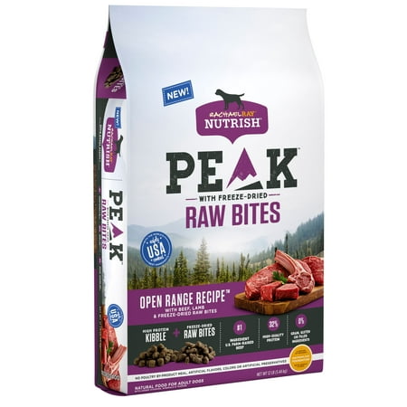 Rachael Ray Nutrish PEAK Natural Grain Free Dog Food with Freeze Dried Raw Bites, Open Range Recipe with Beef & Lamb,