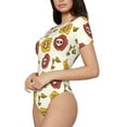 thumbnail image 2 of The Xecao Sunflowers And Skull Women's Crew Neck Body Suit, a short-sleeved bodysuit and basic swimsuit, both comfort and style for dating and daily life, 2 of 9