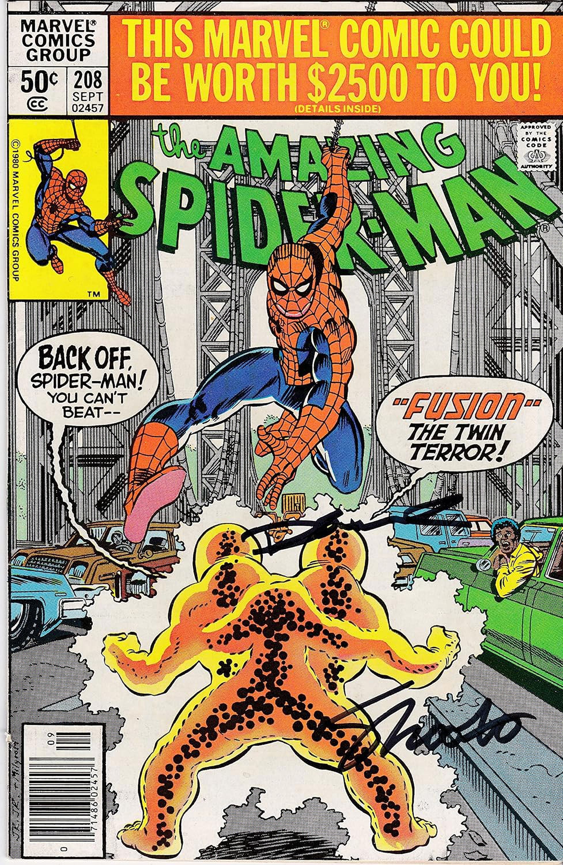 Signed 2x Amazing Spider-Man #208 Jim Shooter Denny O'Neil VF