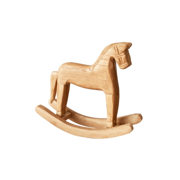 Wooden Horse Desktop Figurine, 6in Rocking Mini Horse for Bookshelf Desktop Decoration Living Room Study Bedroom Display