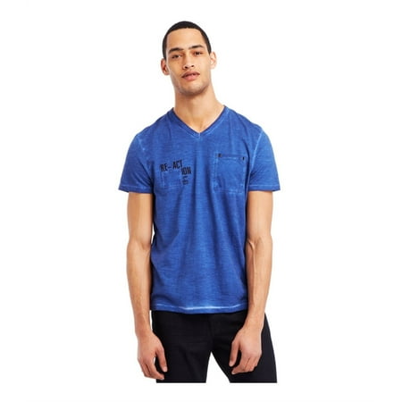 Kenneth Cole Mens Logo Pocket Graphic T-Shirt, Blue, X-Large