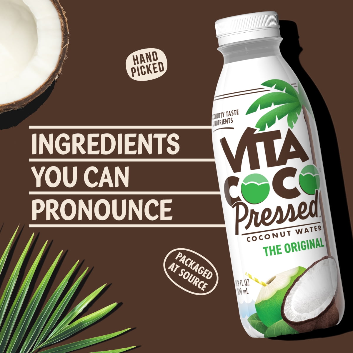 (6 pack) Vita Coco Pressed Coconut Water, Nutrient & Electrolyte Rich, Original, 16.9 fl oz