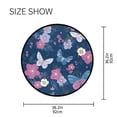 thumbnail image 5 of 36.2 Inch Round Floor Mat Blue Butterflies and Flowers Carpet Decor Rug for Living Room Bedroom, 5 of 6
