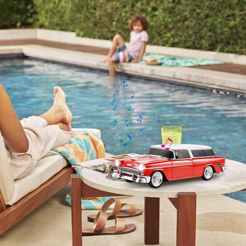 Portable Bluetooth Speaker Rechargable 1955 Vintage Retro Car Portable Wireless FM AUX USB Red