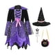 thumbnail image 3 of Disfraz de bruja para niñas con iluminación, disfraz de cosplay de poliéster transpirable con sombrero Vestido de 86 cm, 3 of 9