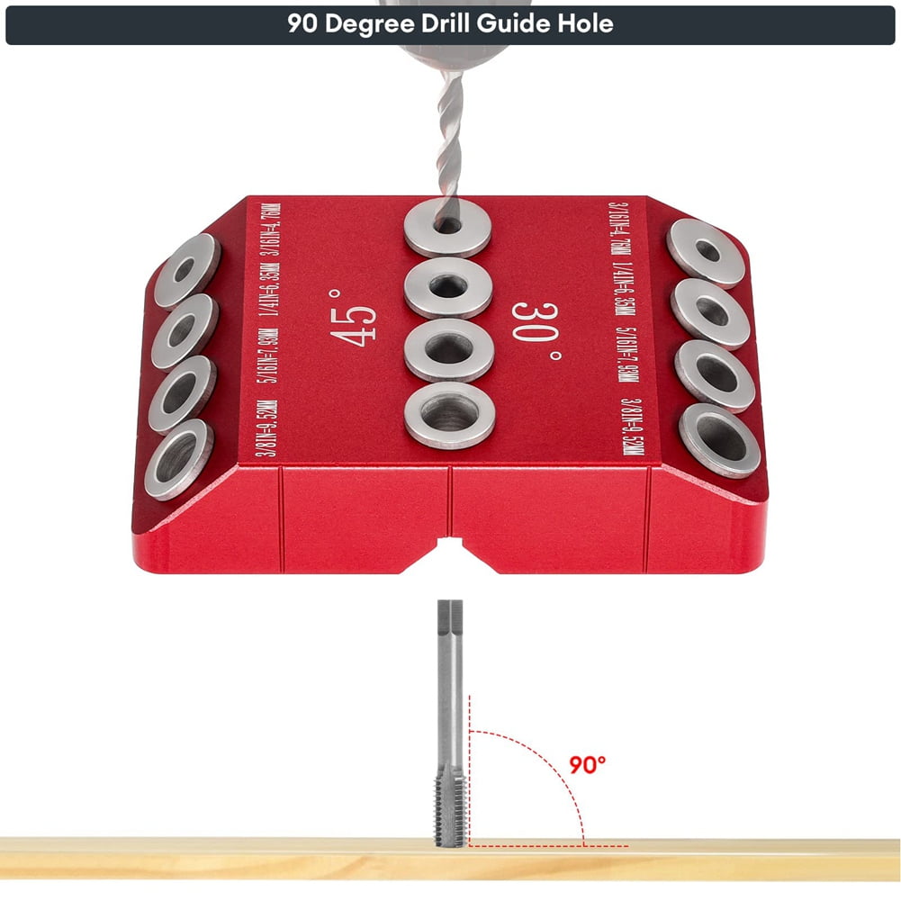 30/45/90° Angle Drill Hole Guide Jig,4 Drill Bits