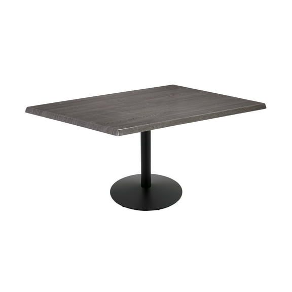 Indoor/Outdoor 30" Tall OD214 Black Table Base with 22" Diameter Foot and 30" x 48" Indoor/Outdoor Charcoal Top by the Holland Bar Stool Co.
