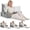 WhiteGrey, variant on Reading Pillow for Bed Sitting Up, Backrest Cushion with Adjustable Armrests and Back Support, Bed Pillow with Cup Holder and Large Pocket for Reading, Watching TV, Gaming & Relaxing
