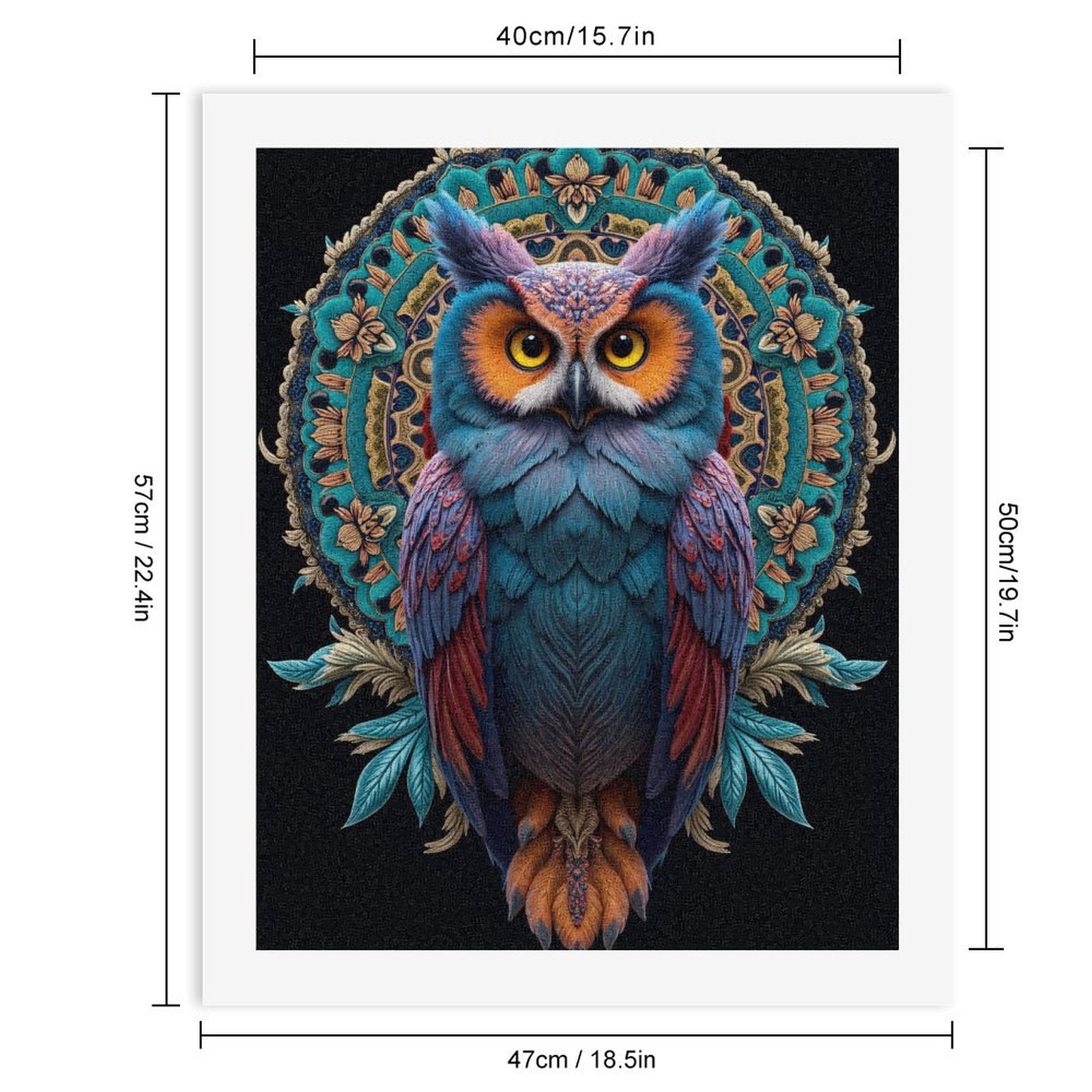 Paint By Numbers Kit for Adults Beginner - Colorful Owl Mandala Art Design DIY Canvas Painting Kits for Adults, Frameless Paint By Number for Adults for Home Wall Decor 16x20 Inch