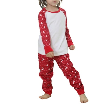 

Nokpsedcb Christmas Parent-Child Sleepwear Cartoon Elk Print Pajamas Family Matching Set Long Pants Infants Romper Red Kid 3-4 Years