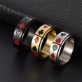thumbnail image 2 of HIJONES Men's Stainless Steel Playing Card Gamble Rotatable Ring Anxiety Relieves Strees Ring 8MM Black Size 10, 2 of 4