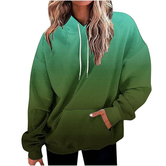 Womens Gradient Hoodies Oversized Sweatshirts Fall School Fashion Tops Casual Long Sleeve Sweatshirt Drawstring Tie-Dye Pullover